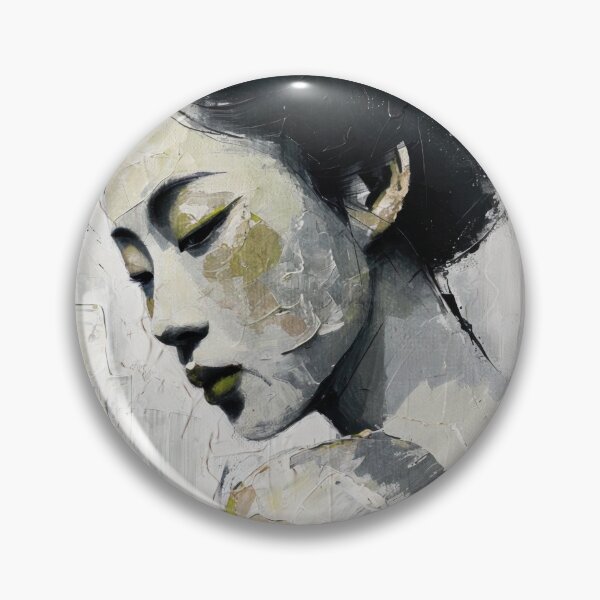 Item preview, Contemplative Geisha – Abstract Oil Portrait designed and sold by caracatita75.