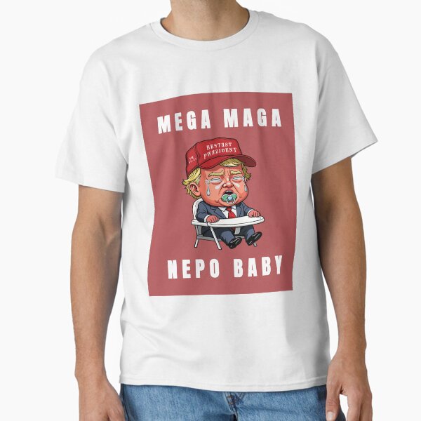 Vista previa del artículo con la obra «Donald Trump es un bebé Nepo (Rojo)», diseñado y vendido por IKDG.