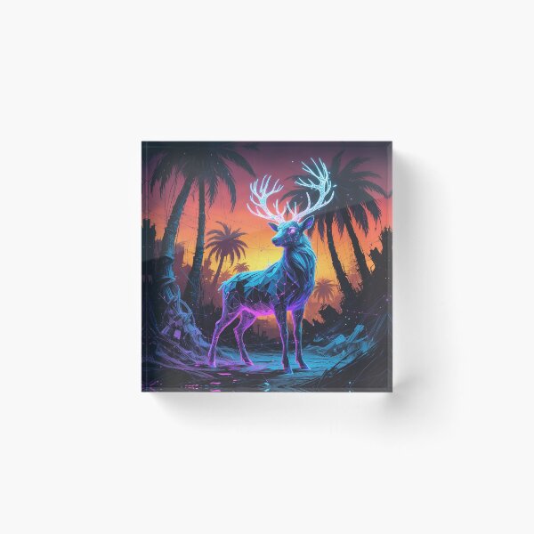 Item preview, Neon Stag in a Fading Digital Forest designed and sold by Blueangelgal.