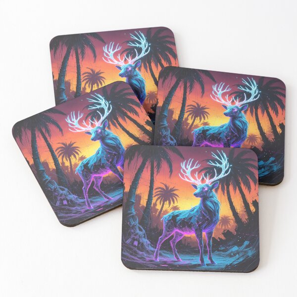 Item preview, Neon Stag in a Fading Digital Forest designed and sold by Blueangelgal.
