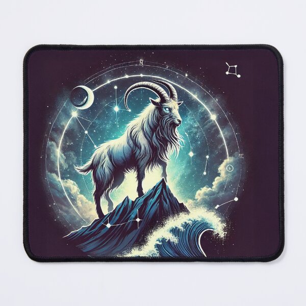 Item preview, Mythical Capricorn goat-fish under glowing cosmic sky designed and sold by ChernivtsiSkoda.