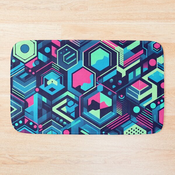 Item preview, Cyberpunk Neon Grid - Y2K Retro-Futuristic Hexagon Pattern for Bold Streetwear & Tech Decor designed and sold by JohnnyVillas.