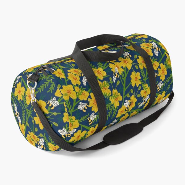 Bee Lover Yellow Floral Pattern Duffle Bag