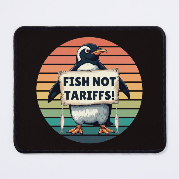 Item preview, Fish Not Tariffs Funny Penguin Protest Art designed and sold by Abdu Innovations.