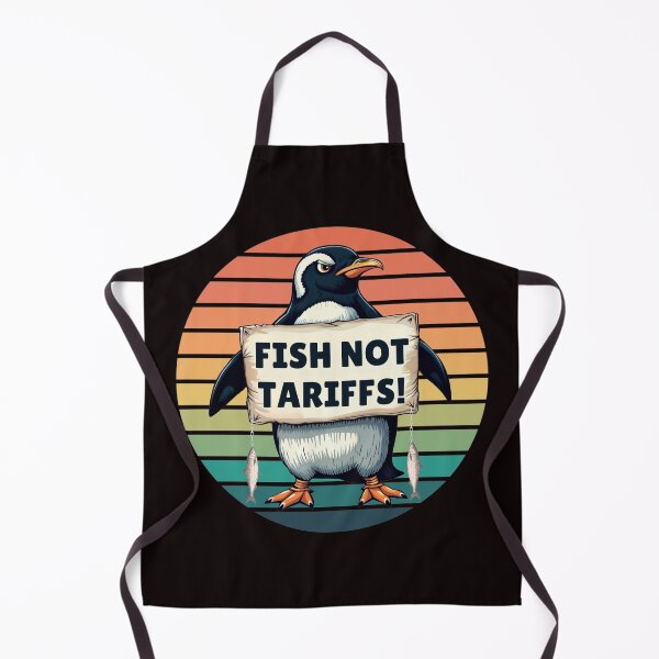 Item preview, Fish Not Tariffs Funny Penguin Protest Art designed and sold by Abdu Innovations.