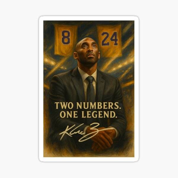 Item preview, Kobe Bryant Tribute Art – Two Numbers One Legend Lakers Poster designed and sold by VintageVibes Co..