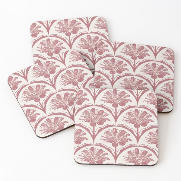 Item preview, Floral Scallop Block Print Pattern - Ibis White & Redbud designed and sold by chrisdembinski.