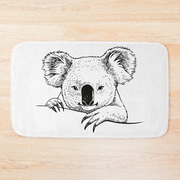 Item preview, Koala bear (Phascolarctos cinereus) Koala line art drawing ink sketch, hand drawn koala black and white illustration, Koala sketch, hand drawing of wildlife, vintage engraving style designed and sold by Danler.