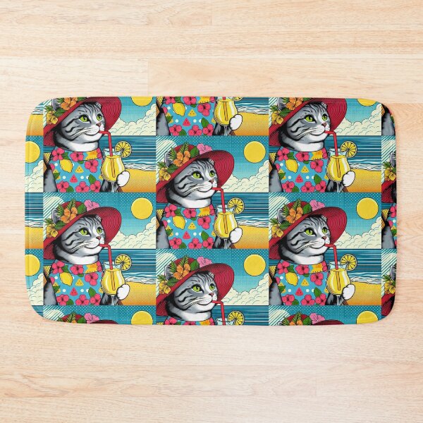 Item preview, Cute cat drinking lemonade on summer vacation designed and sold by Dogandesighn.