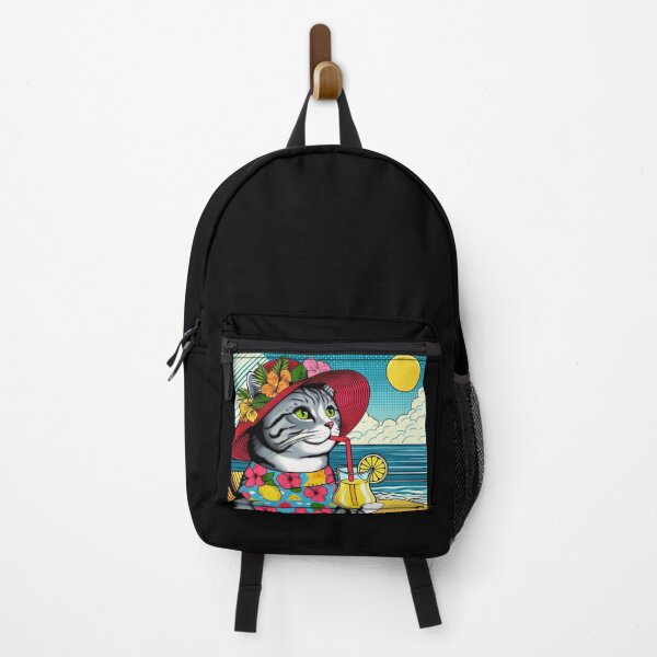 Item preview, Cute cat drinking lemonade on summer vacation designed and sold by Dogandesighn.