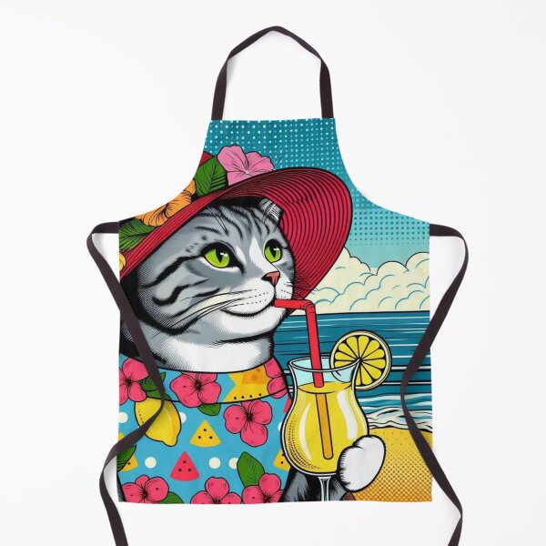 Item preview, Cute cat drinking lemonade on summer vacation designed and sold by Dogandesighn.