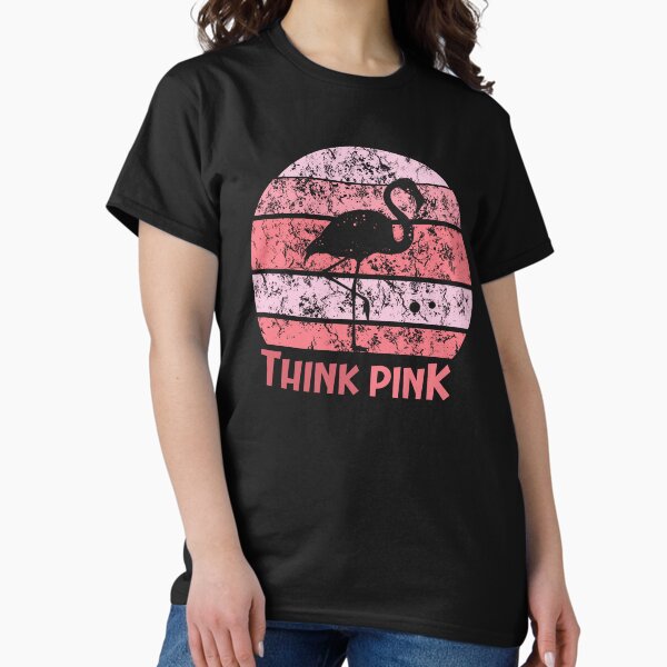 Vista previa del artículo con la obra «Piensa en rosa, un flamenco frente a un sol rosa.», diseñado y vendido por chaaval.