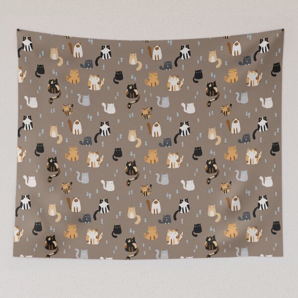 Item preview, Cute Jelly Bean Cats Crayon Drawing Pattern - Morel Brown designed and sold by Valerie Englehart.