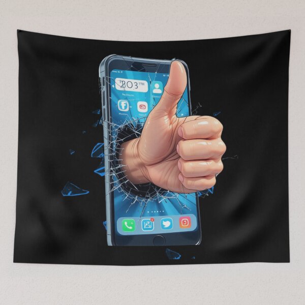 Item preview, Thumbs Up Breaking Phone - Positive Feedback Design designed and sold by ZENTIO.