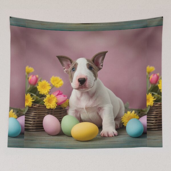 Item preview, Easter Joys with an English Bull Terrier Puppy 2 designed and sold by Reefmaniac.
