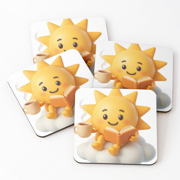 Item preview, Sunny Reads – Cute 3D Sun with Book and Coffee on Cloud designed and sold by Jari’s shop.