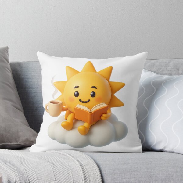 Item preview, Sunny Reads – Cute 3D Sun with Book and Coffee on Cloud designed and sold by Jari’s shop.