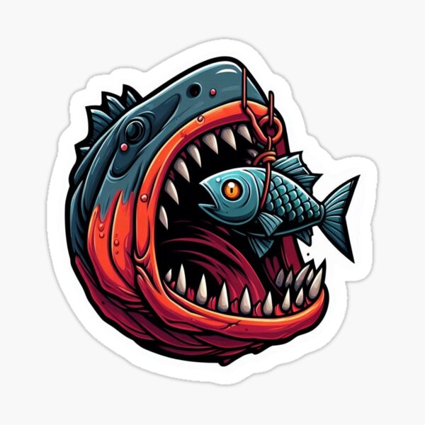 Item preview, A Vibrant and Dramatic Depiction of a Fierce Fish Catching Its Prey Amidst a Swirling Underwater World designed and sold by The-Magic-Ink.