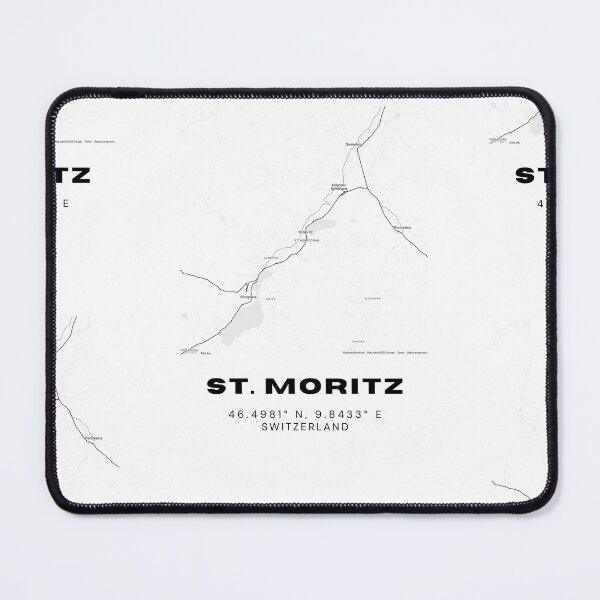 Item preview, St. Moritz Switzerland Minimalist Black & White Map Print designed and sold by RM-Journey.