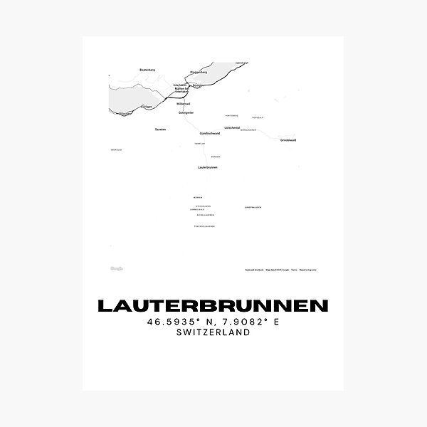 Item preview, Lauterbrunnen Switzerland Minimalist Black & White Map Print designed and sold by RM-Journey.