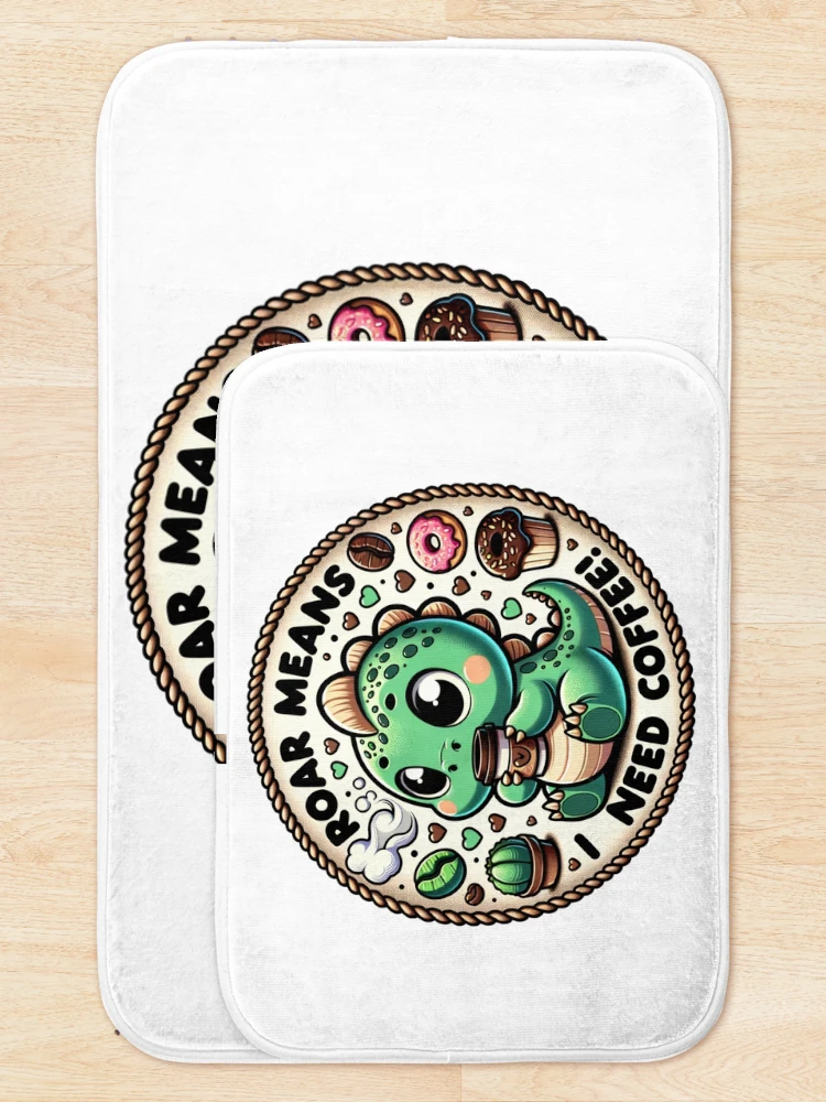 Thumbnail 5 of 6, Bath Mat, Java the Dino designed and sold by JavaJokeTees.
