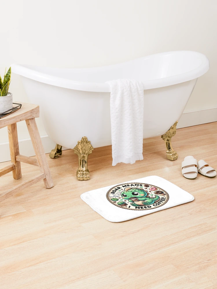 Thumbnail 2 of 6, Bath Mat, Java the Dino designed and sold by JavaJokeTees.