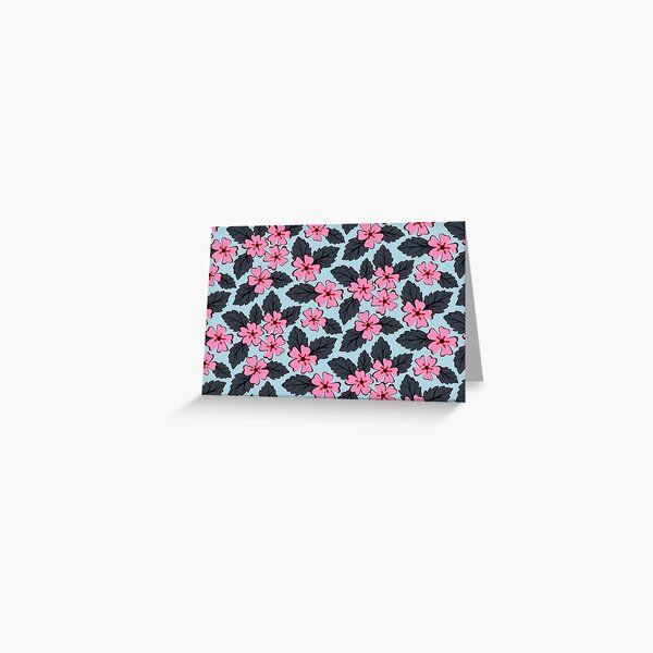 Item preview, Colorful tossed sakura flowers in pink and blue designed and sold by Jennifer Ladd.
