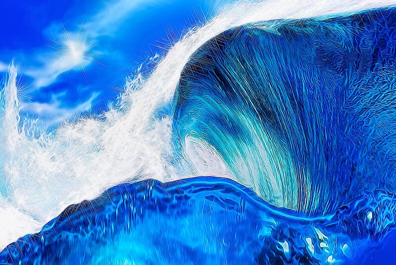 "Sapphire Blue Ocean Wave" Framed Prints by bloomingvine Redbubble