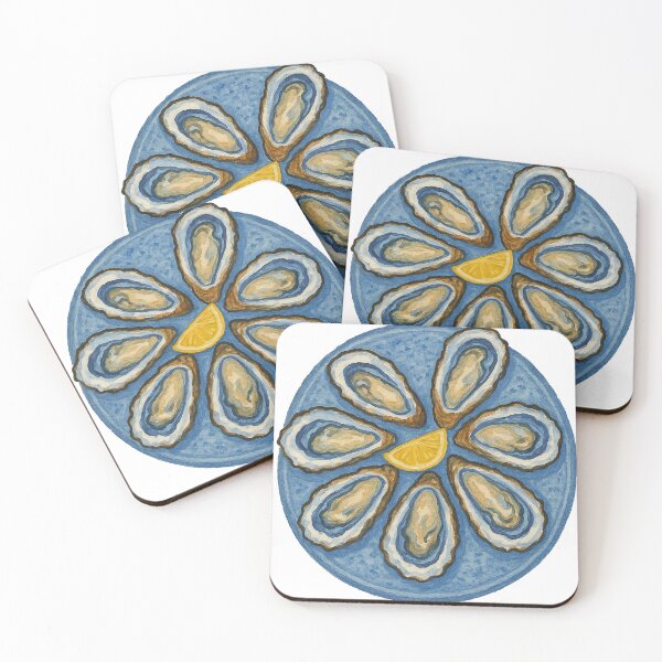 Item preview, Watercolor Oysters on Plate with Lemon Slice designed and sold by weirdfishes123.