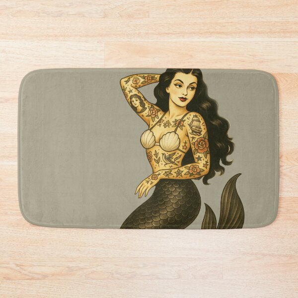 Item preview, Vintage Retro Mermaid Pinup with Tattoos designed and sold by Roberto Jaras Lira.