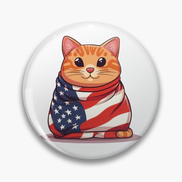 Aperçu de l'œuvre Chat patriotique enveloppé dans le drapeau américain – Motif amusant du 4 juillet créée et vendue par VikArt7.