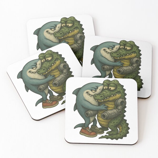Item preview, Italian brainrot Tralalero Tralala hugs Bombardiro Crocodilo designed and sold by TeeMystic.