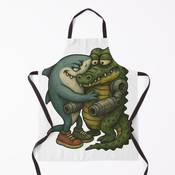 Item preview, Italian brainrot Tralalero Tralala hugs Bombardiro Crocodilo designed and sold by TeeMystic.