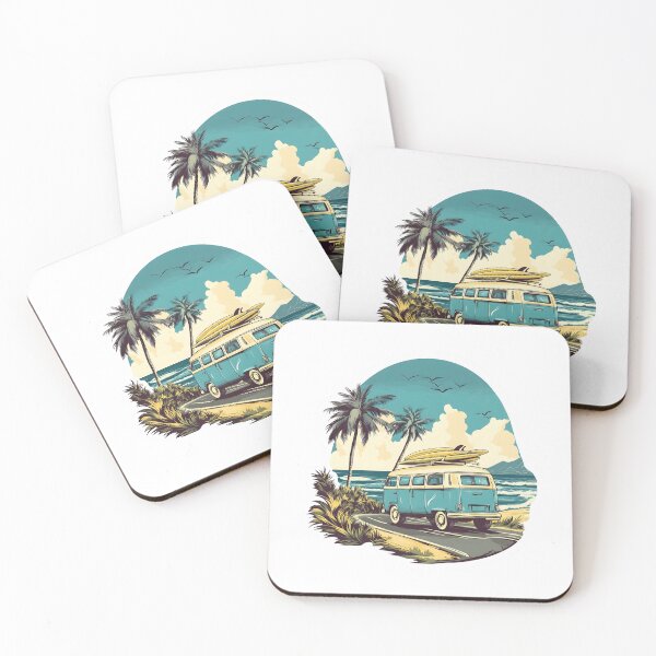 Item preview, Vintage Surf Van by the Beach – Retro Summer Road Trip Art designed and sold by VikArt7.