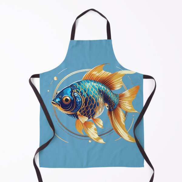 Item preview, Elegant Fancy Goldfish Artdeco In Vibrant Blue And Gold Art Style designed and sold by KateLeap.