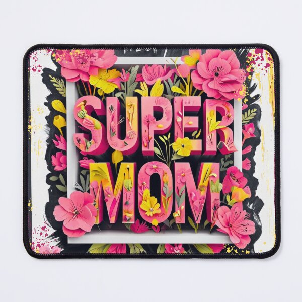 Item preview, super mom - pink and yellow flowers designed and sold by Stefrait-7.