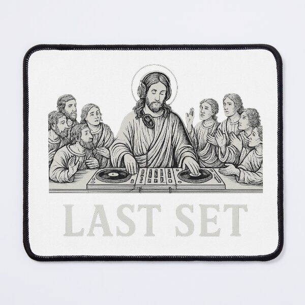 Item preview, Last set Jesus techno DJ funny designed and sold by TECHNO_SHIRTS.