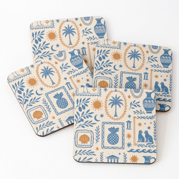 Item preview, Mediterranean Folk Art Pattern with Nature Symbols designed and sold by weirdfishes123.