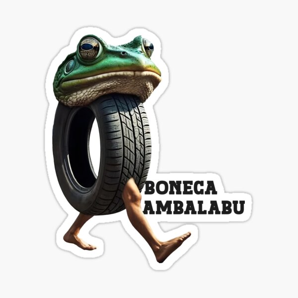 Item preview, Boneca Ambalabu — with name text -  hybrid of frog, tire and human legs Brainrot Meme designed and sold by EmeraldeaArt.