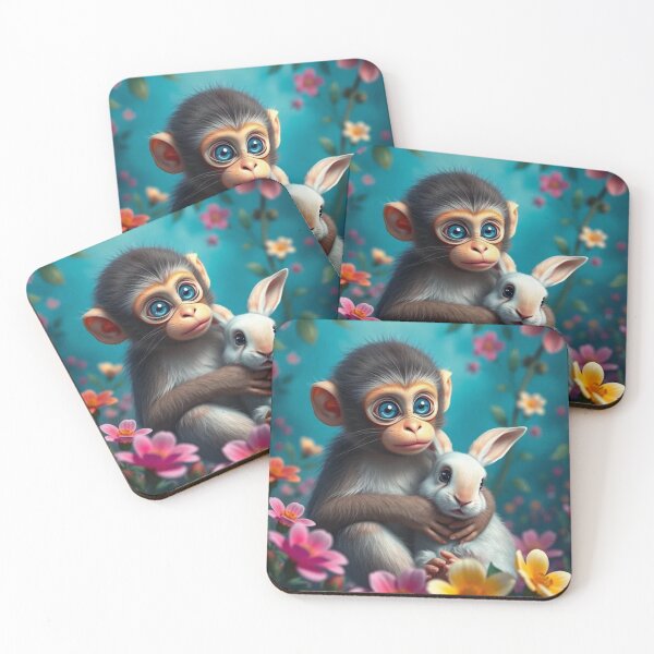 Item preview, “Monkey & Bunny Cuddles” designed and sold by PresciousPrintz.