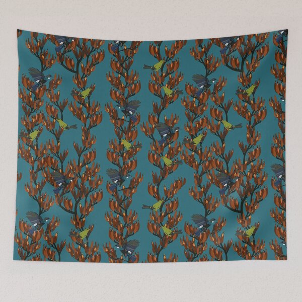 Item preview, Tui and Koromiko on Harakeke designed and sold by CopperCatkin.