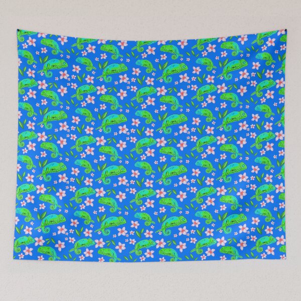 Item preview, Chameleons and Plumerias designed and sold by woolandbristle.