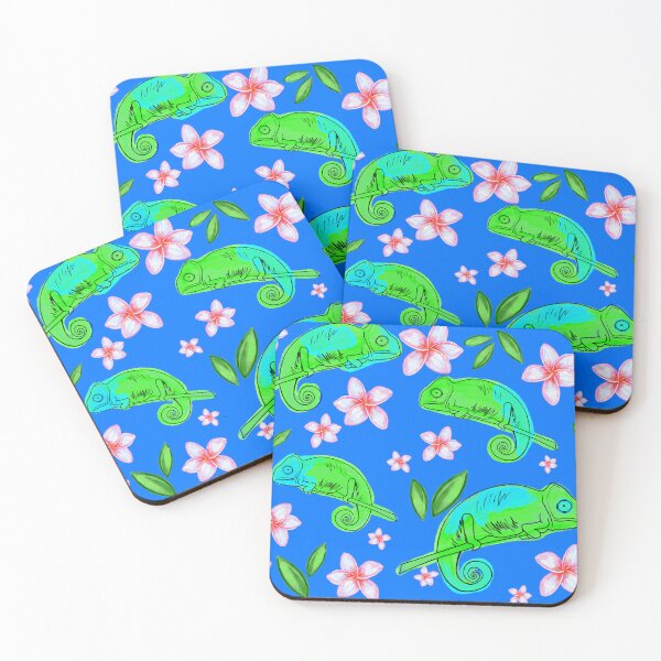 Item preview, Chameleons and Plumerias designed and sold by woolandbristle.