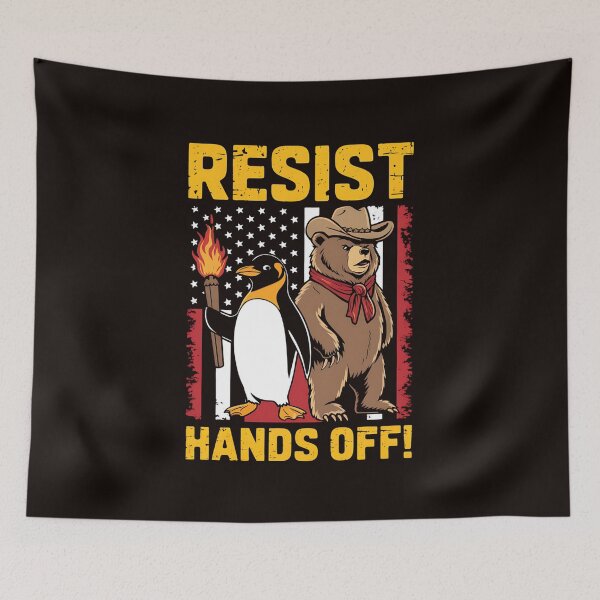 Item preview, Funny Penguin Bear Resist Hands Off Against Tariffs designed and sold by MAKOPOKOShop.