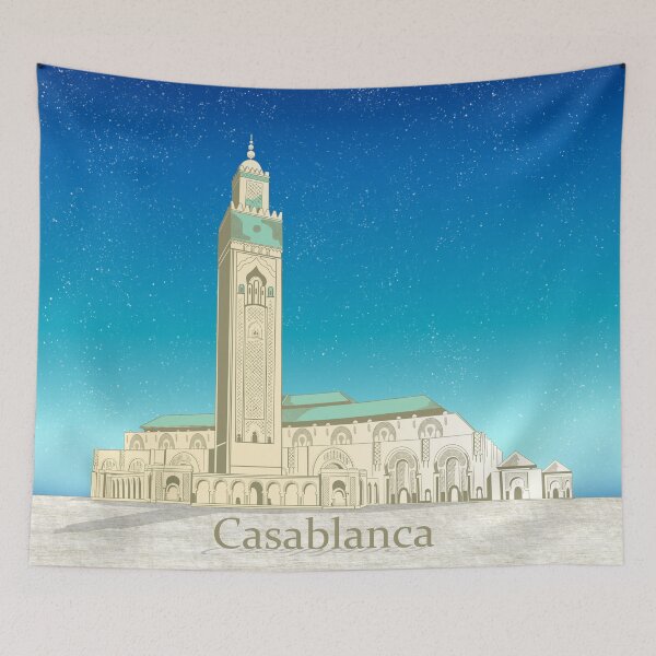 Item preview, Morocco Casablanca tavel poster Hassan II Mosque designed and sold by ekpatterns.