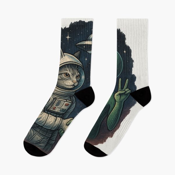 Item preview, Galactic Paws – Interstellar Handshake Between Cat and Alien designed and sold by Majd-makansi.