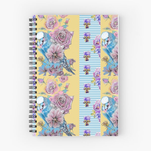 Item preview, Budgie Watercolor Crazy Blue Yellow Stripe Chintz Cottage Core Retro Vintage designed and sold by Sarah  Rajkotwala.