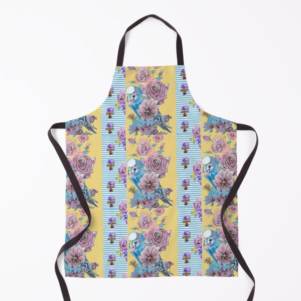 Item preview, Budgie Watercolor Crazy Blue Yellow Stripe Chintz Cottage Core Retro Vintage designed and sold by Sarah Rajkotwala.
