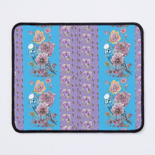 Item preview, Blue Purple Budgie and Rose Chinoiserie Flower Pattern designed and sold by Sarah  Rajkotwala.