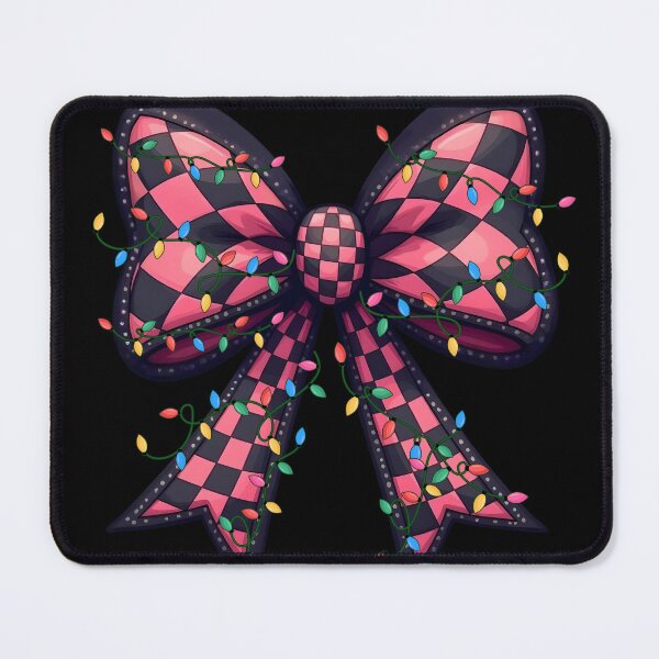Item preview, Checkered Christmas Bow with Colorful Lights | Punk Holiday Ribbon Art designed and sold by TGHdesign.